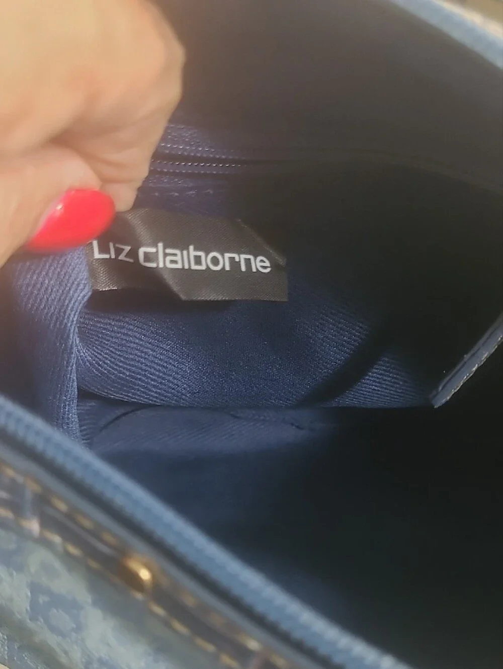 Liz Claiborne Vintage Blue Monogram Shoulder Bag